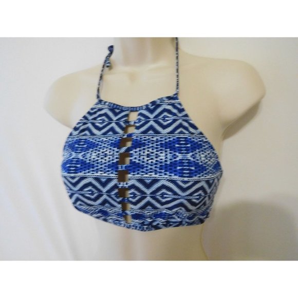 La Blanca Bikini Size 10 Top Indigo White Swimwear New High Neck  MenWomenStyles - Picture 5 of 12